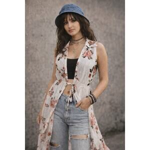 Ember Sheer Lace Floral Duster Sleeveless Midi Y2K 90s Layered Medium